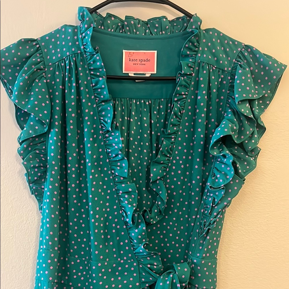 Kate Spade Teal Dress with Pink Polka Dots